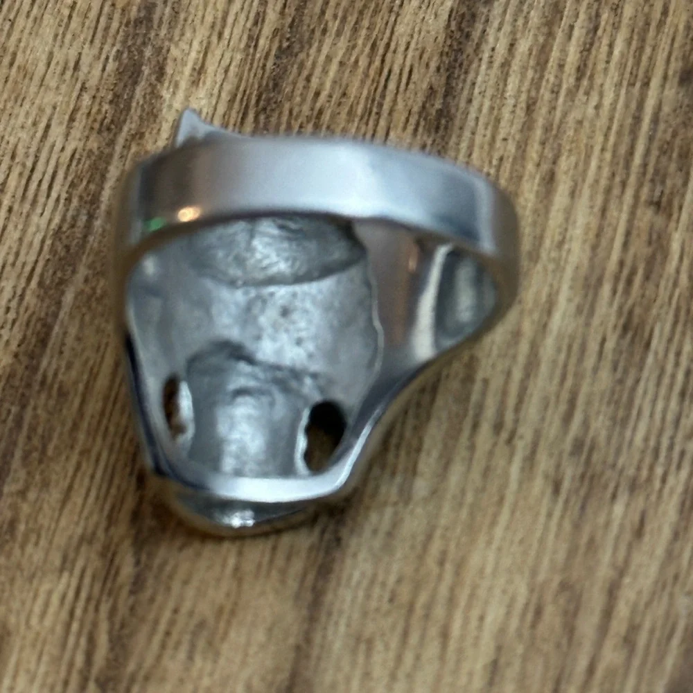 Set of 3 316L Stainless Steel Roaring Lion, Skull & MG Mens‎ Ring size 8.5
